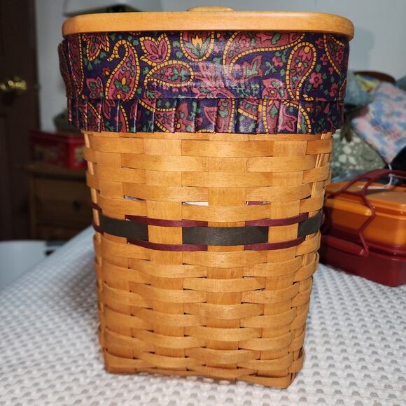 LONGABERGER FATHERS DAY MINI WASTE BASKET WITH LID LINER PROTECTOR - Picture 1 of 5